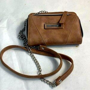 Kenneth Cole Reaction Women's Brown Semi Chain Strap Crossbody Wallet purse 9/10
